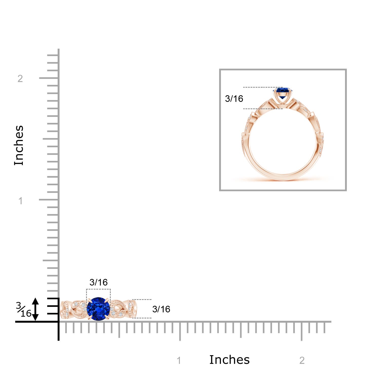 AAAA - Blue Sapphire / 0.71 CT / 14 KT Rose Gold