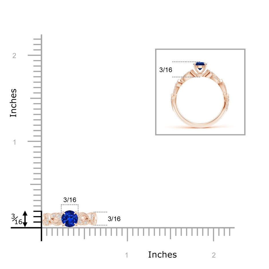 5mm AAAA Nature Inspired Blue Sapphire & Diamond Filigree Ring in Rose Gold product image