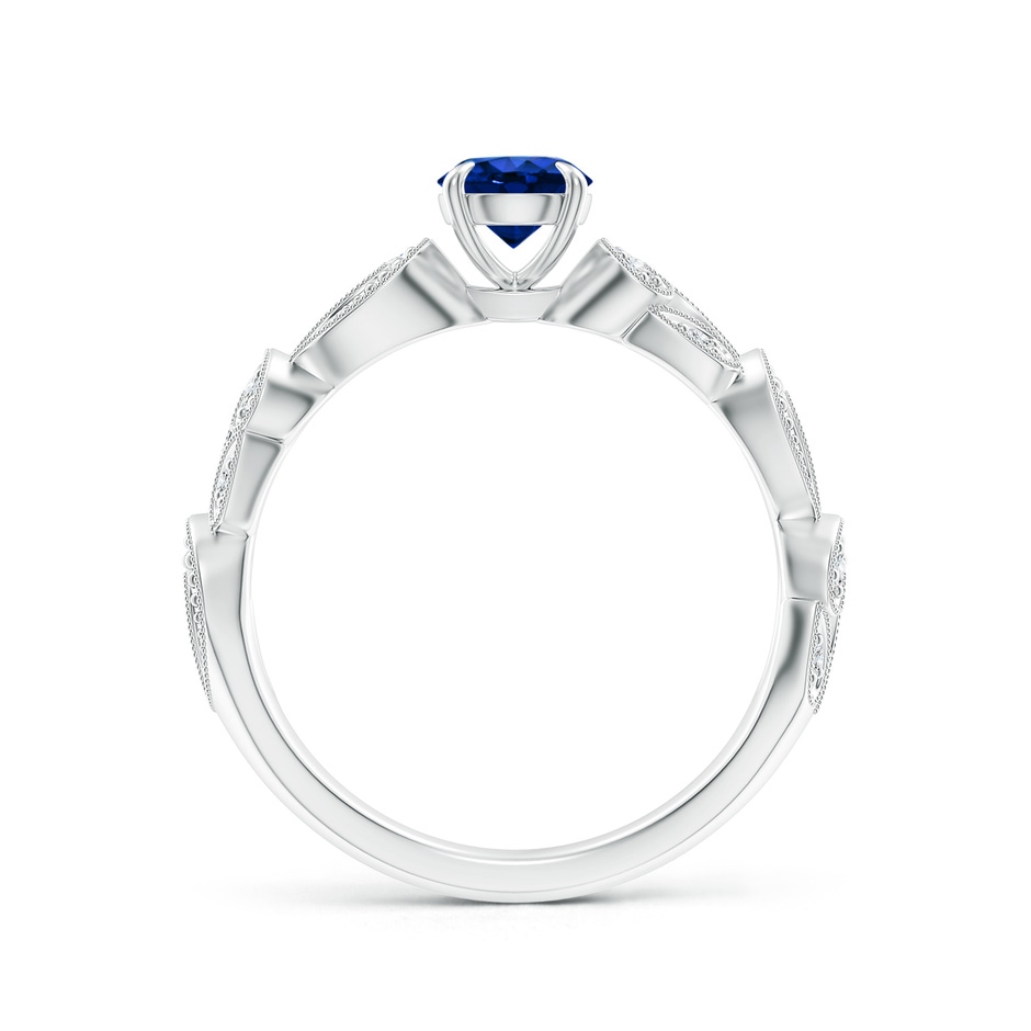 5mm AAAA Nature Inspired Blue Sapphire & Diamond Filigree Ring in White Gold product image
