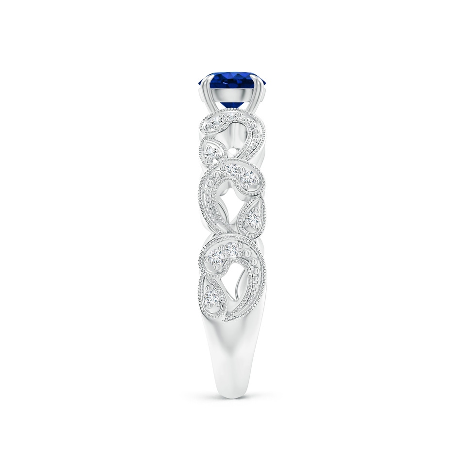 5mm AAAA Nature Inspired Blue Sapphire & Diamond Filigree Ring in White Gold product image