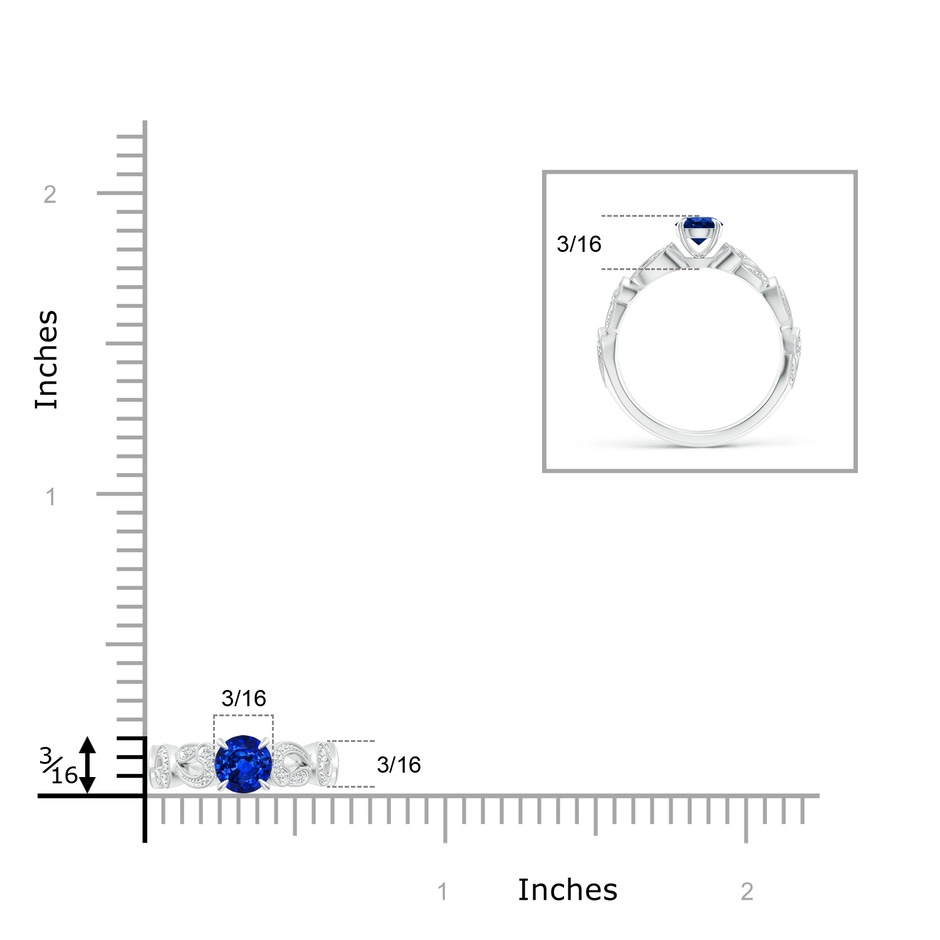 5mm AAAA Nature Inspired Blue Sapphire & Diamond Filigree Ring in White Gold product image