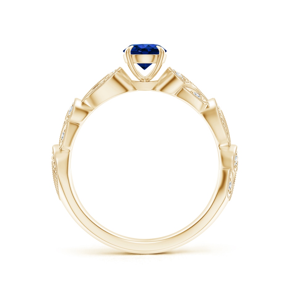 5mm AAAA Nature Inspired Blue Sapphire & Diamond Filigree Ring in Yellow Gold product image