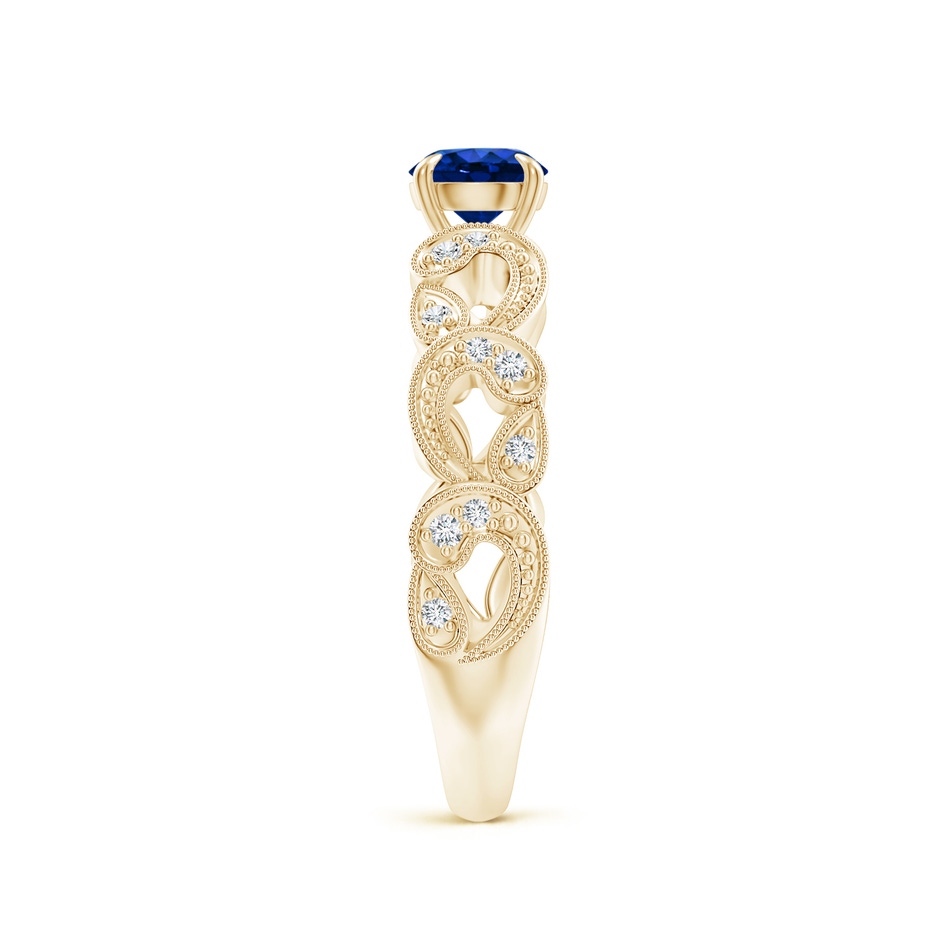 5mm AAAA Nature Inspired Blue Sapphire & Diamond Filigree Ring in Yellow Gold product image