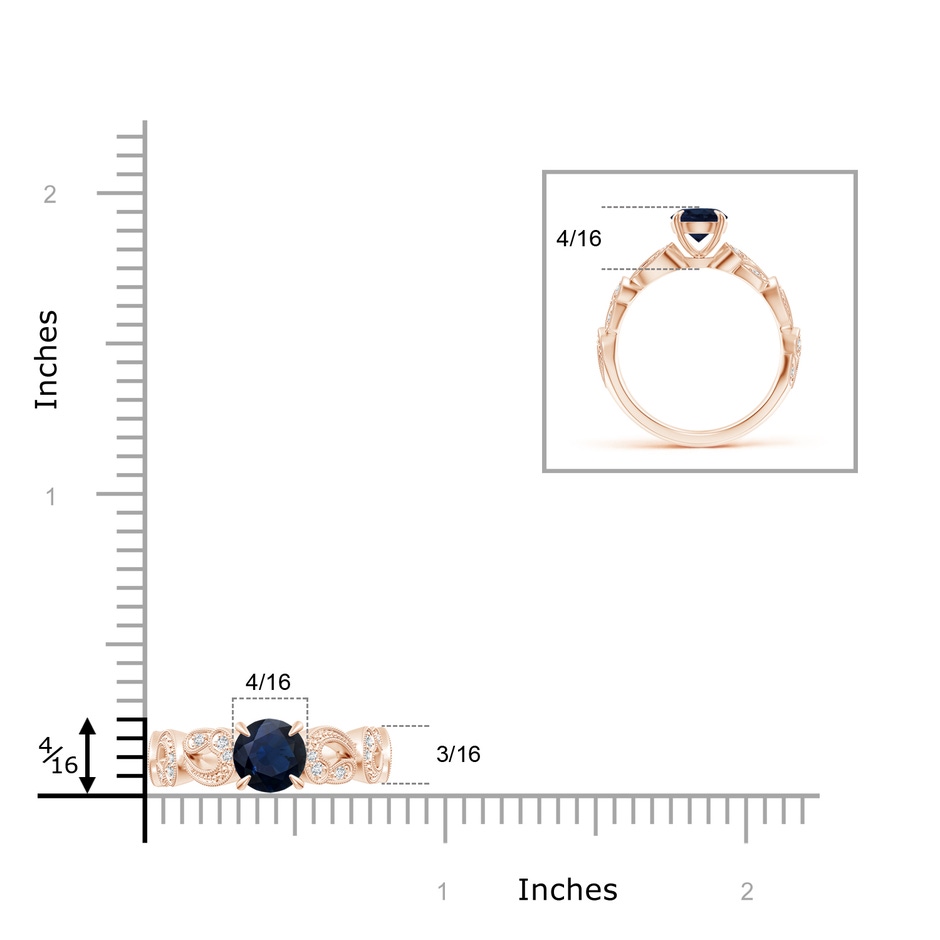 6mm A Nature Inspired Blue Sapphire & Diamond Filigree Ring in Rose Gold product image