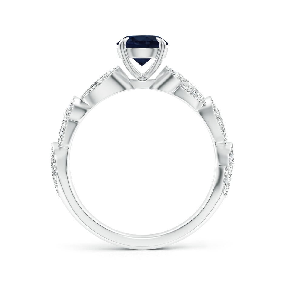 6mm A Nature Inspired Blue Sapphire & Diamond Filigree Ring in White Gold product image