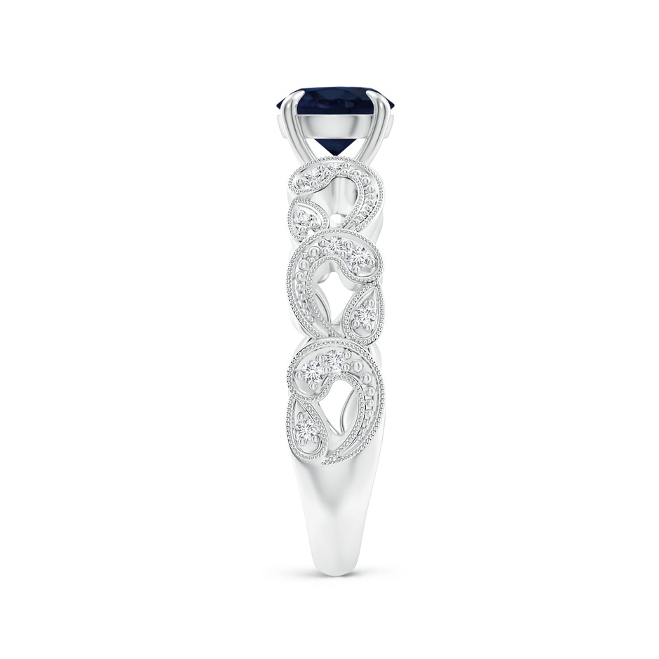 6mm A Nature Inspired Blue Sapphire & Diamond Filigree Ring in White Gold product image