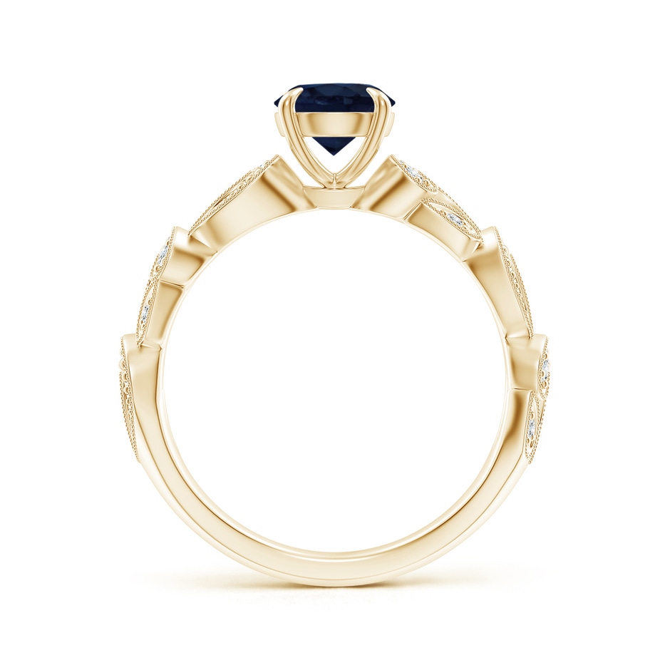 6mm A Nature Inspired Blue Sapphire & Diamond Filigree Ring in Yellow Gold product image