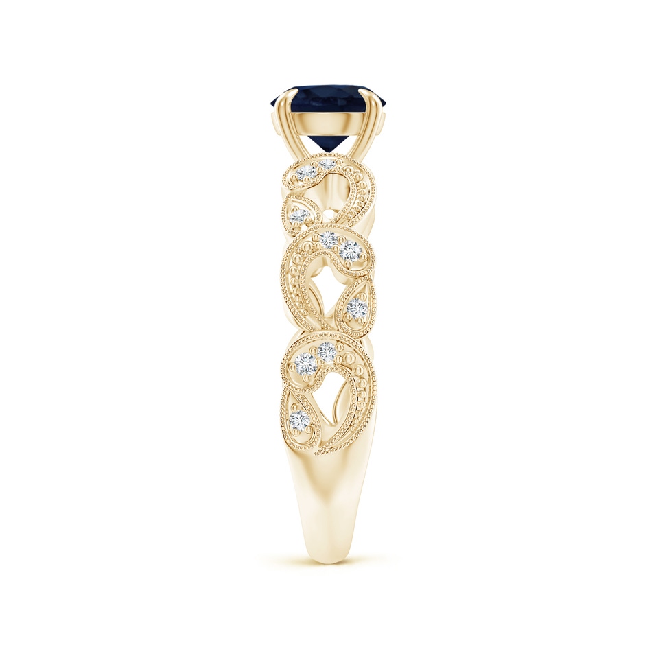 6mm A Nature Inspired Blue Sapphire & Diamond Filigree Ring in Yellow Gold product image