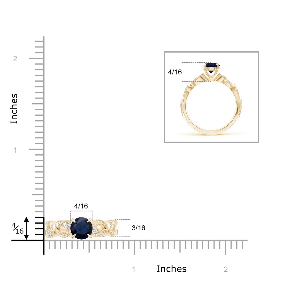 6mm A Nature Inspired Blue Sapphire & Diamond Filigree Ring in Yellow Gold product image