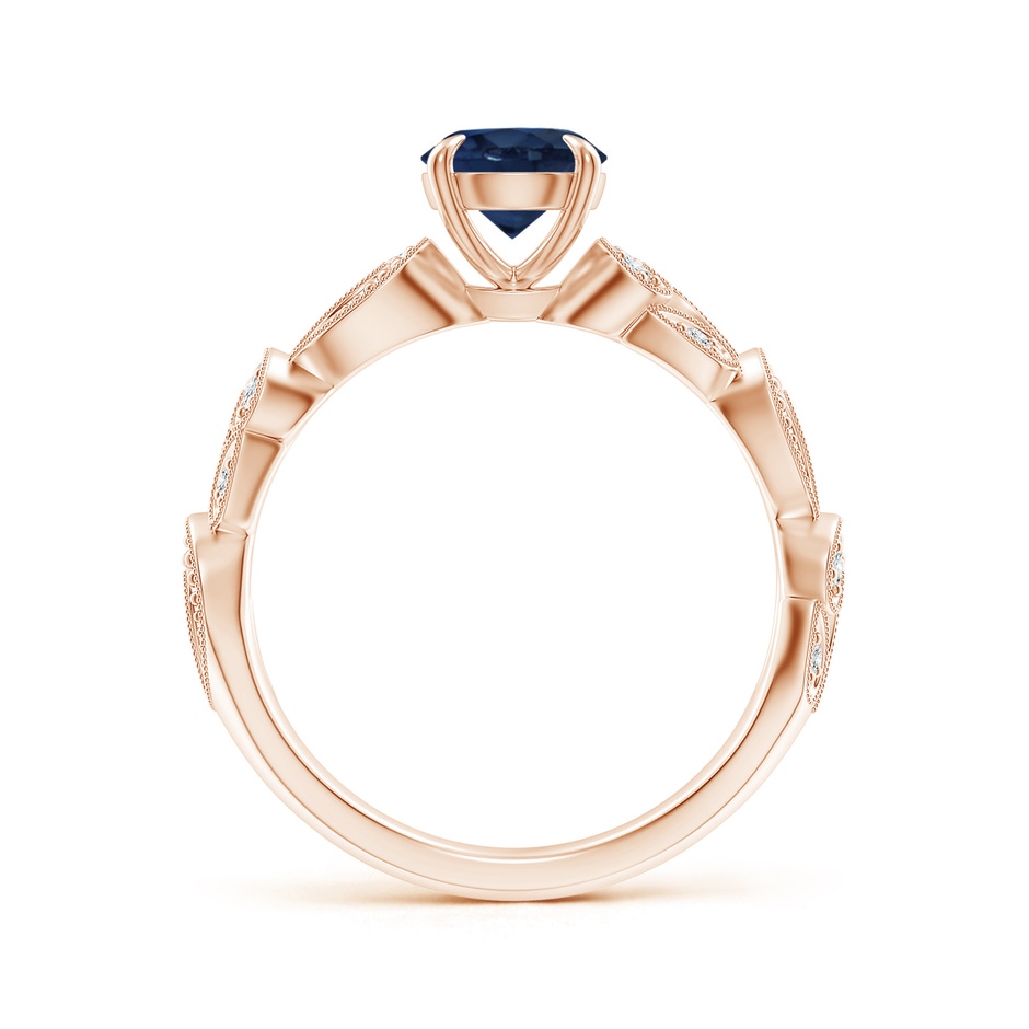 6mm AA Nature Inspired Blue Sapphire & Diamond Filigree Ring in Rose Gold product image
