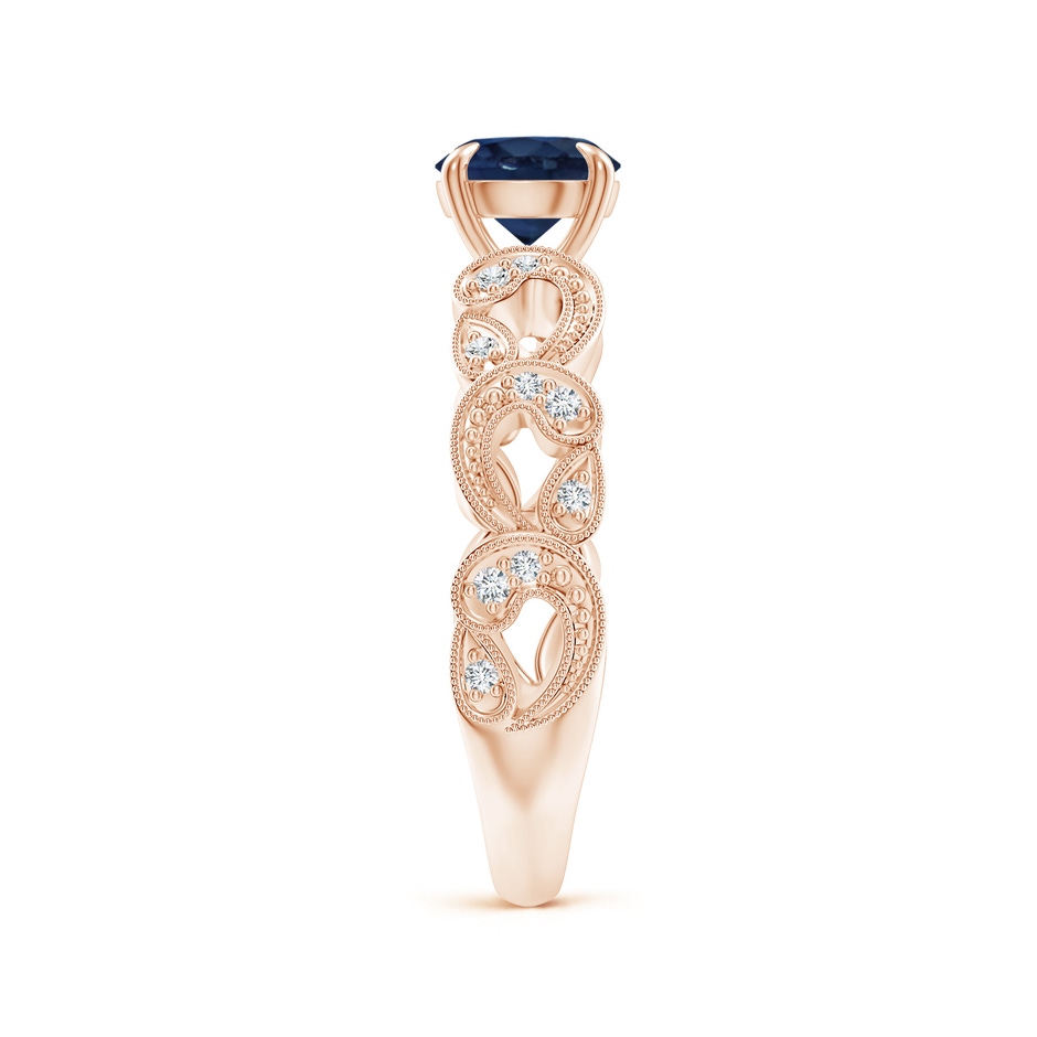6mm AA Nature Inspired Blue Sapphire & Diamond Filigree Ring in Rose Gold product image