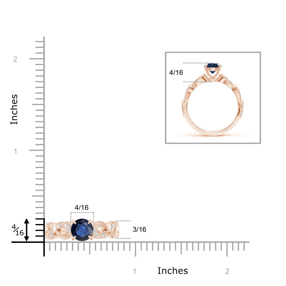6mm AA Nature Inspired Blue Sapphire & Diamond Filigree Ring in Rose Gold product image