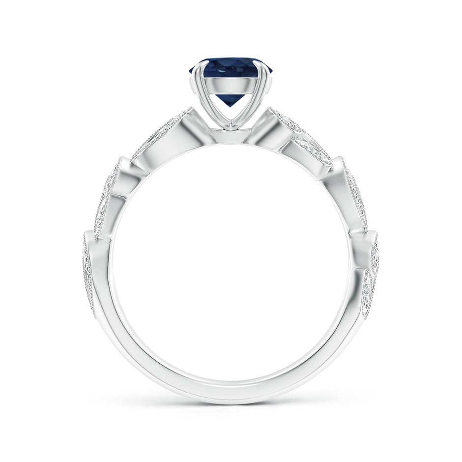 6mm AA Nature Inspired Blue Sapphire & Diamond Filigree Ring in White Gold product image