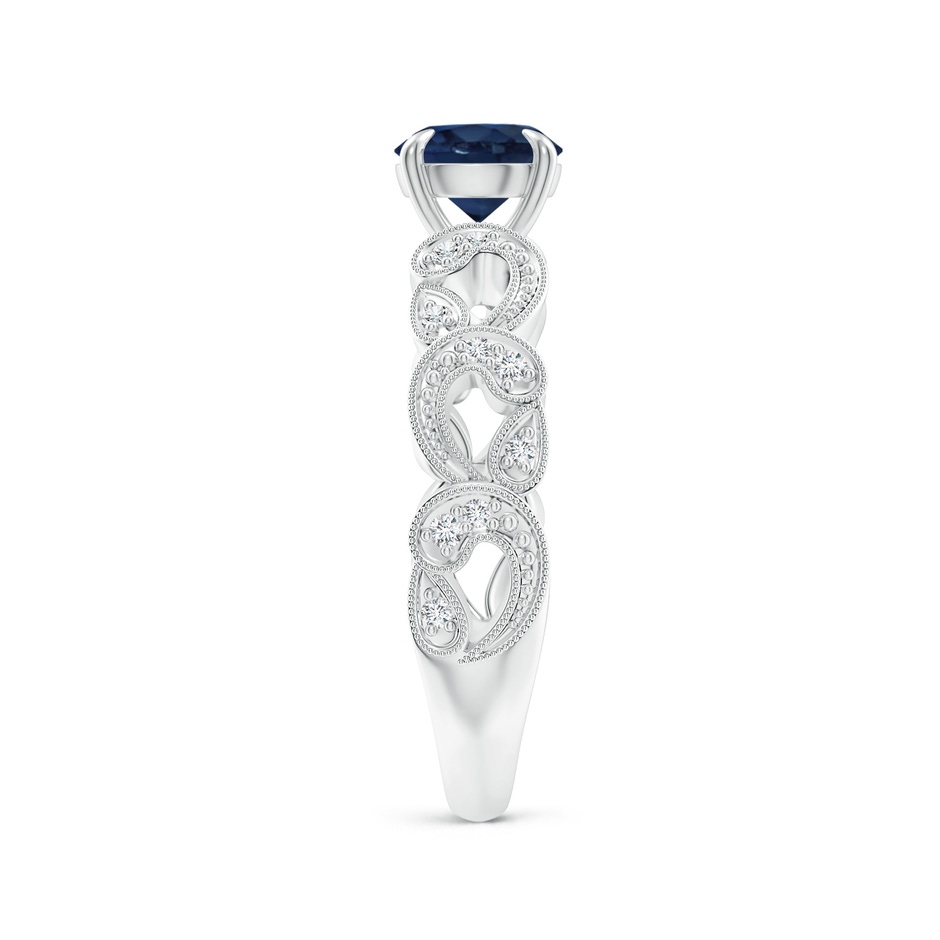6mm AA Nature Inspired Blue Sapphire & Diamond Filigree Ring in White Gold product image