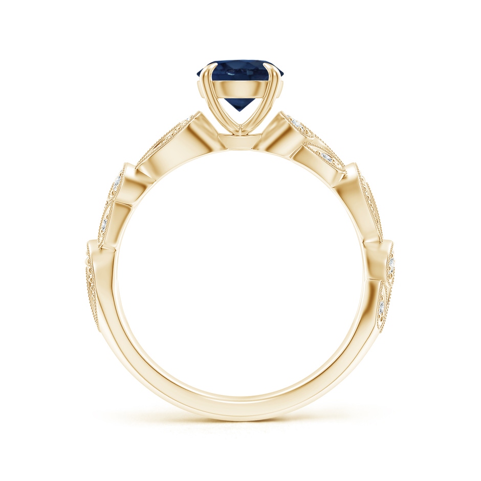 6mm AA Nature Inspired Blue Sapphire & Diamond Filigree Ring in Yellow Gold product image