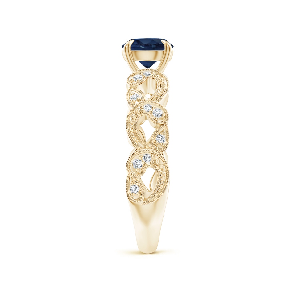 6mm AA Nature Inspired Blue Sapphire & Diamond Filigree Ring in Yellow Gold product image