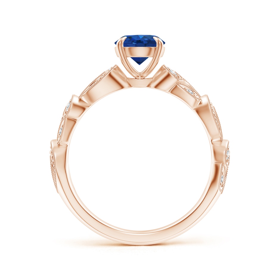 6mm AAA Nature Inspired Blue Sapphire & Diamond Filigree Ring in Rose Gold product image