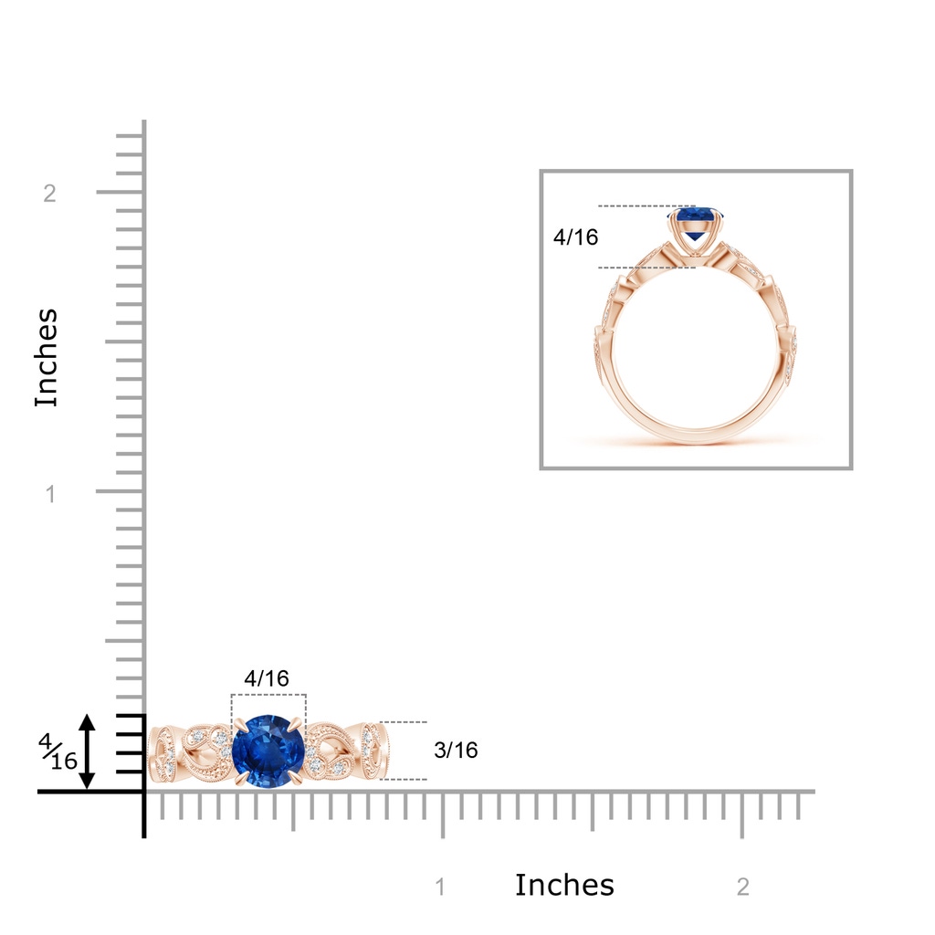 6mm AAA Nature Inspired Blue Sapphire & Diamond Filigree Ring in Rose Gold Product Image