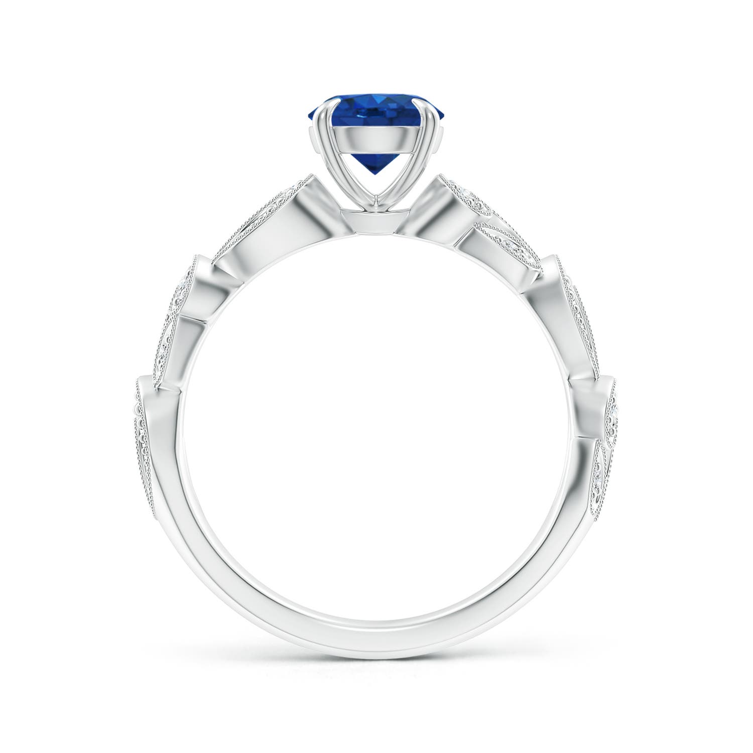 AAA - Blue Sapphire / 1.11 CT / 14 KT White Gold