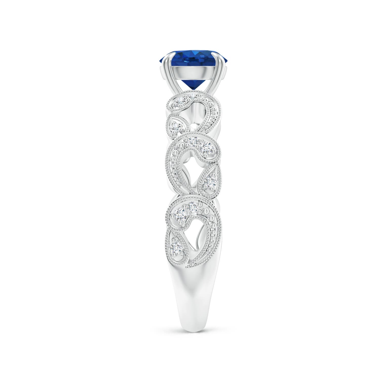 AAA - Blue Sapphire / 1.11 CT / 14 KT White Gold