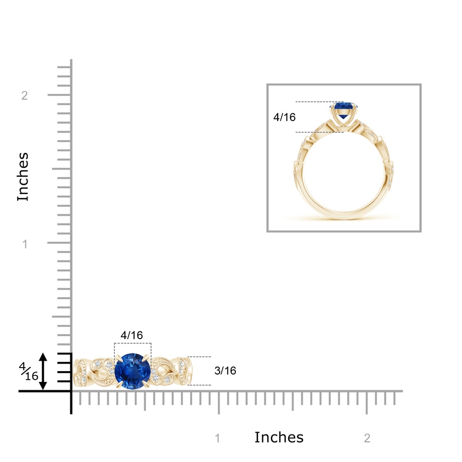 6mm AAA Nature Inspired Blue Sapphire & Diamond Filigree Ring in Yellow Gold product image