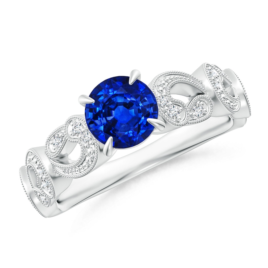 6mm AAAA Nature Inspired Blue Sapphire & Diamond Filigree Ring in P950 Platinum 