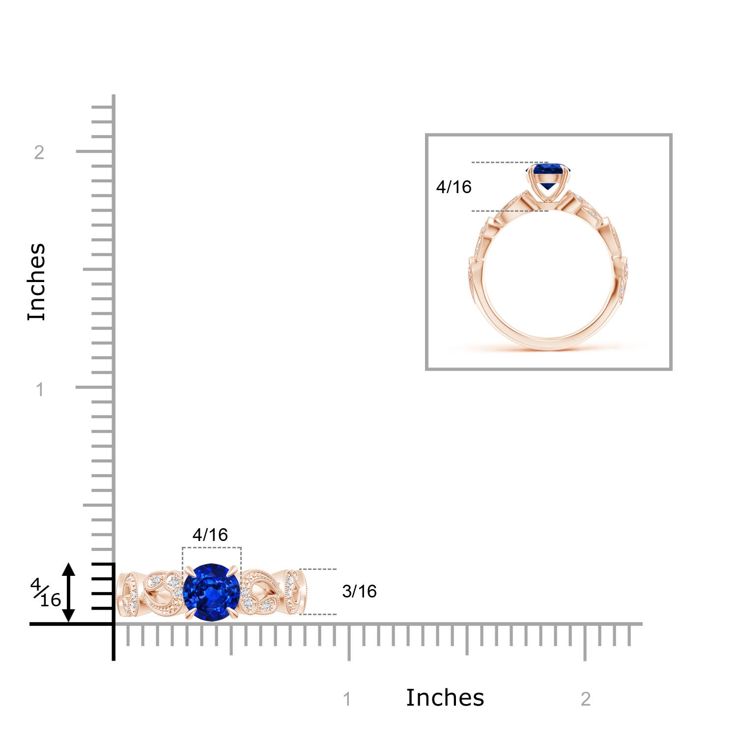 AAAA - Blue Sapphire / 1.11 CT / 14 KT Rose Gold