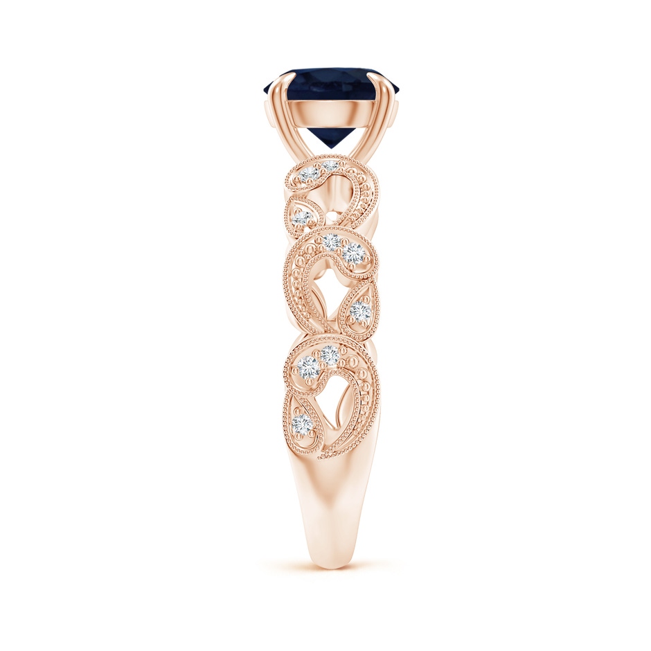 7mm A Nature Inspired Blue Sapphire & Diamond Filigree Ring in Rose Gold product image