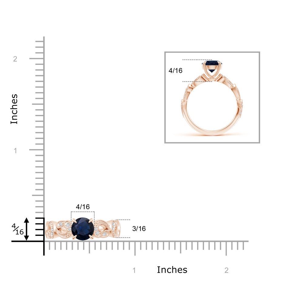 7mm A Nature Inspired Blue Sapphire & Diamond Filigree Ring in Rose Gold product image