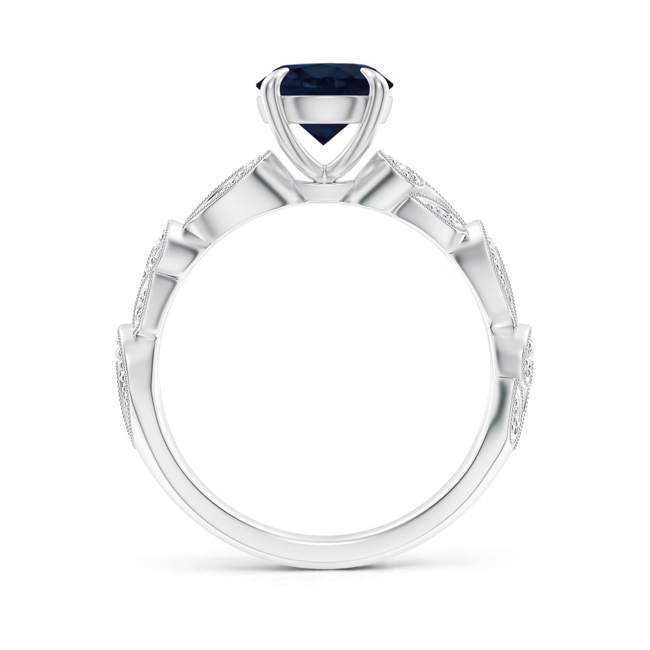 7mm A Nature Inspired Blue Sapphire & Diamond Filigree Ring in White Gold product image