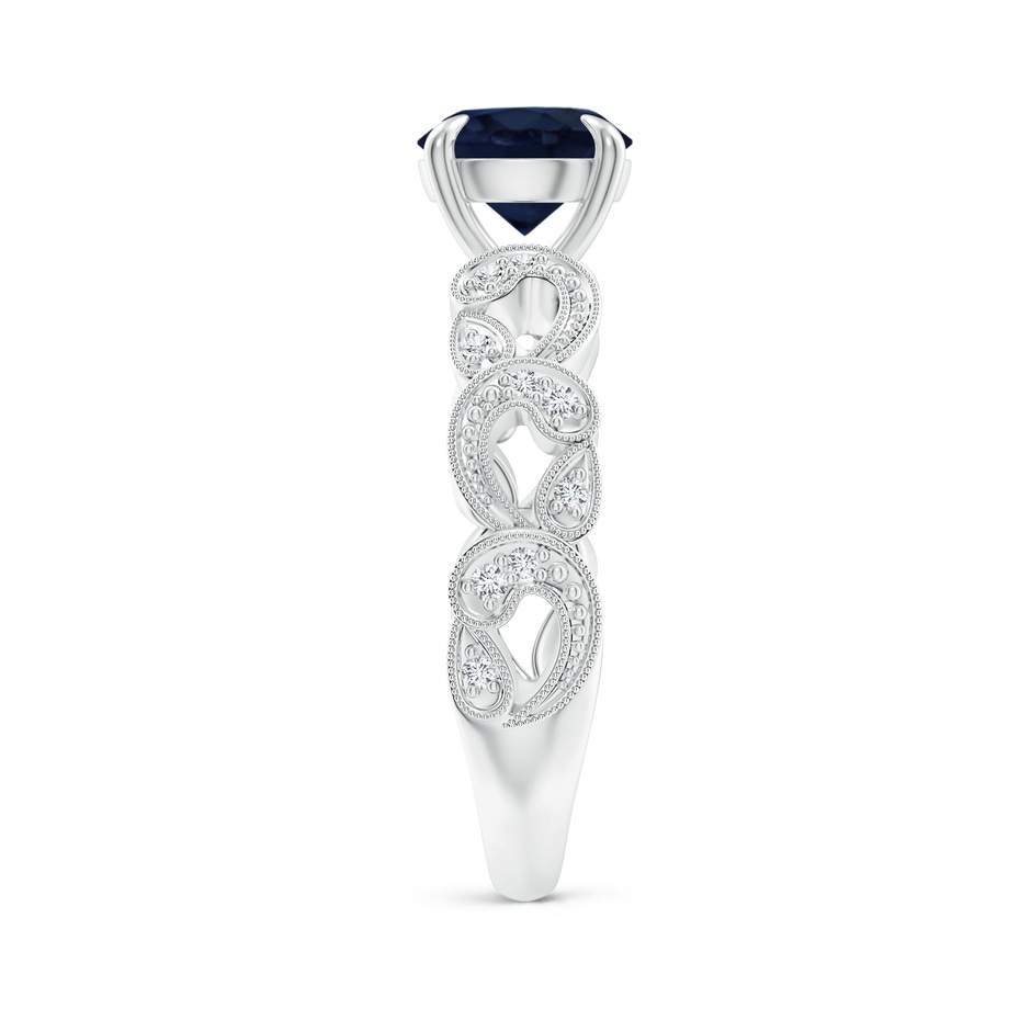 7mm A Nature Inspired Blue Sapphire & Diamond Filigree Ring in White Gold product image