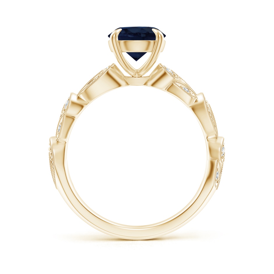 7mm A Nature Inspired Blue Sapphire & Diamond Filigree Ring in Yellow Gold product image