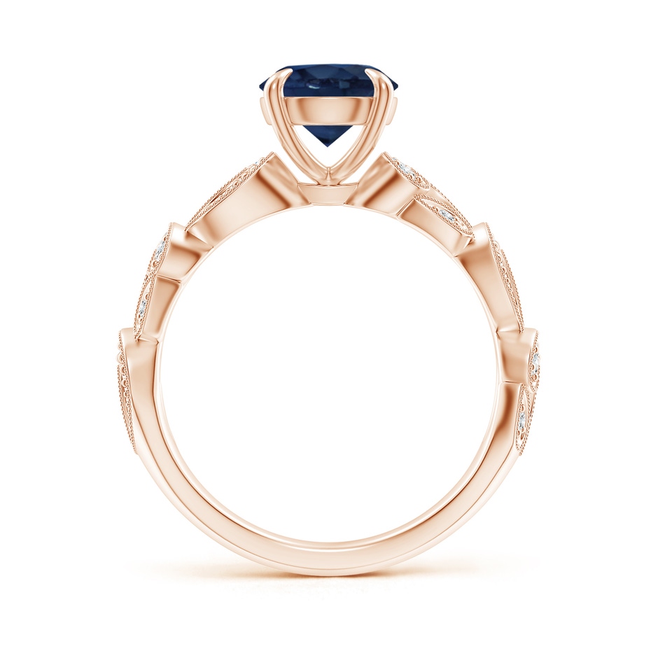 7mm AA Nature Inspired Blue Sapphire & Diamond Filigree Ring in Rose Gold product image