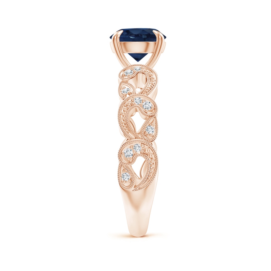 7mm AA Nature Inspired Blue Sapphire & Diamond Filigree Ring in Rose Gold product image