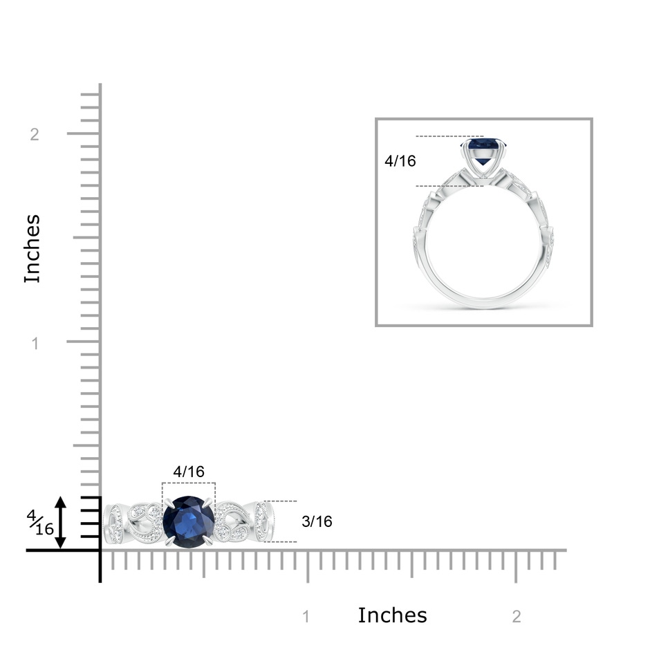 7mm AA Nature Inspired Blue Sapphire & Diamond Filigree Ring in White Gold product image