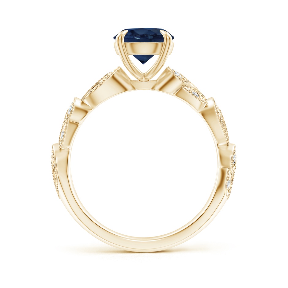 7mm AA Nature Inspired Blue Sapphire & Diamond Filigree Ring in Yellow Gold product image