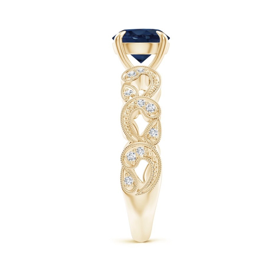 7mm AA Nature Inspired Blue Sapphire & Diamond Filigree Ring in Yellow Gold product image
