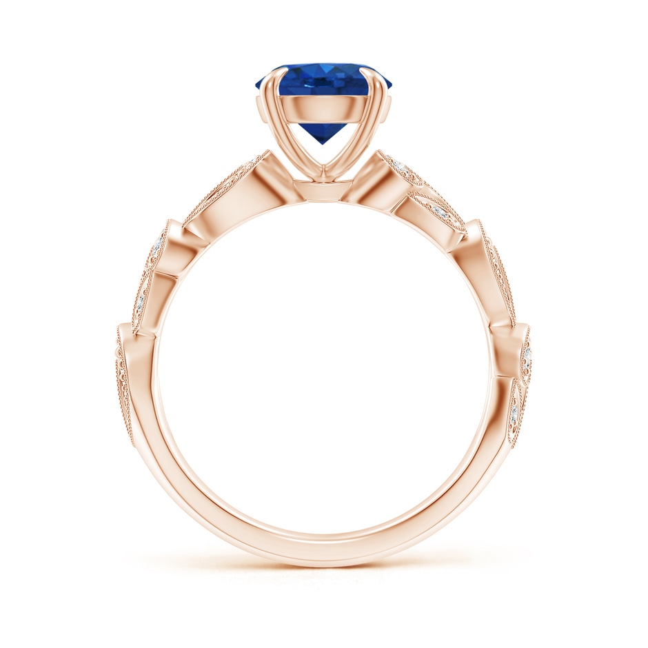 7mm AAA Nature Inspired Blue Sapphire & Diamond Filigree Ring in Rose Gold product image