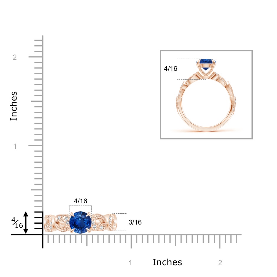 7mm AAA Nature Inspired Blue Sapphire & Diamond Filigree Ring in Rose Gold product image
