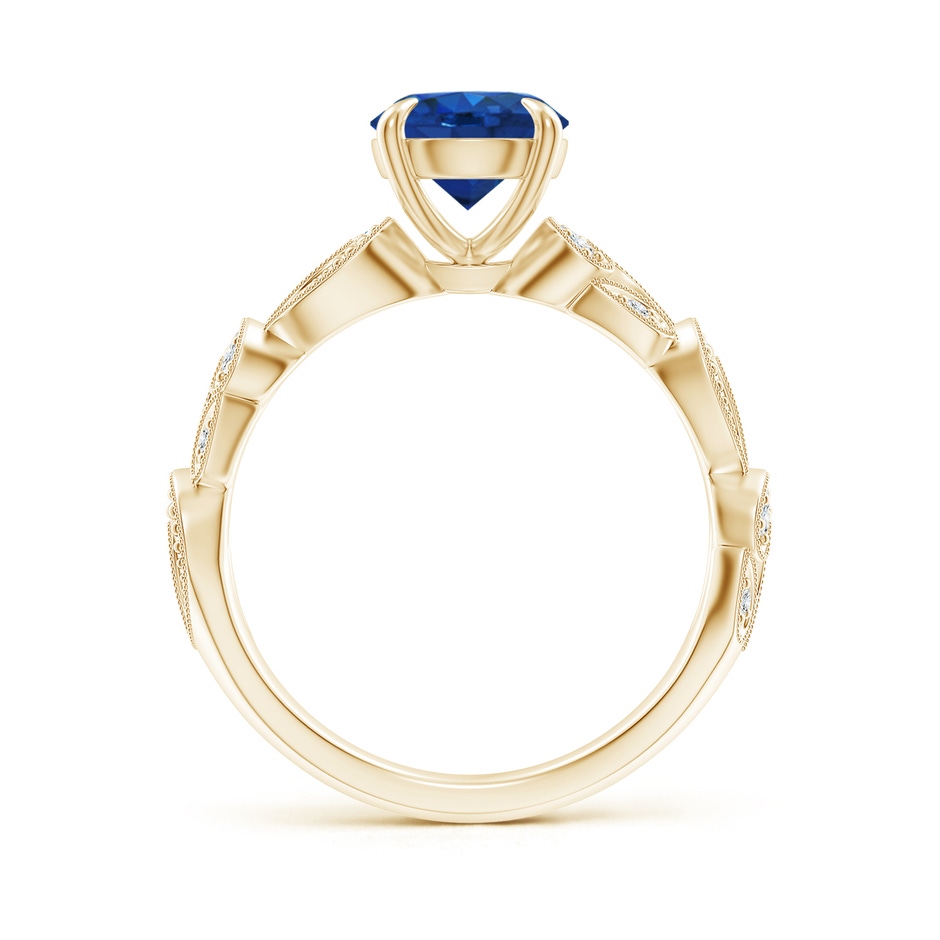 7mm AAA Nature Inspired Blue Sapphire & Diamond Filigree Ring in Yellow Gold product image