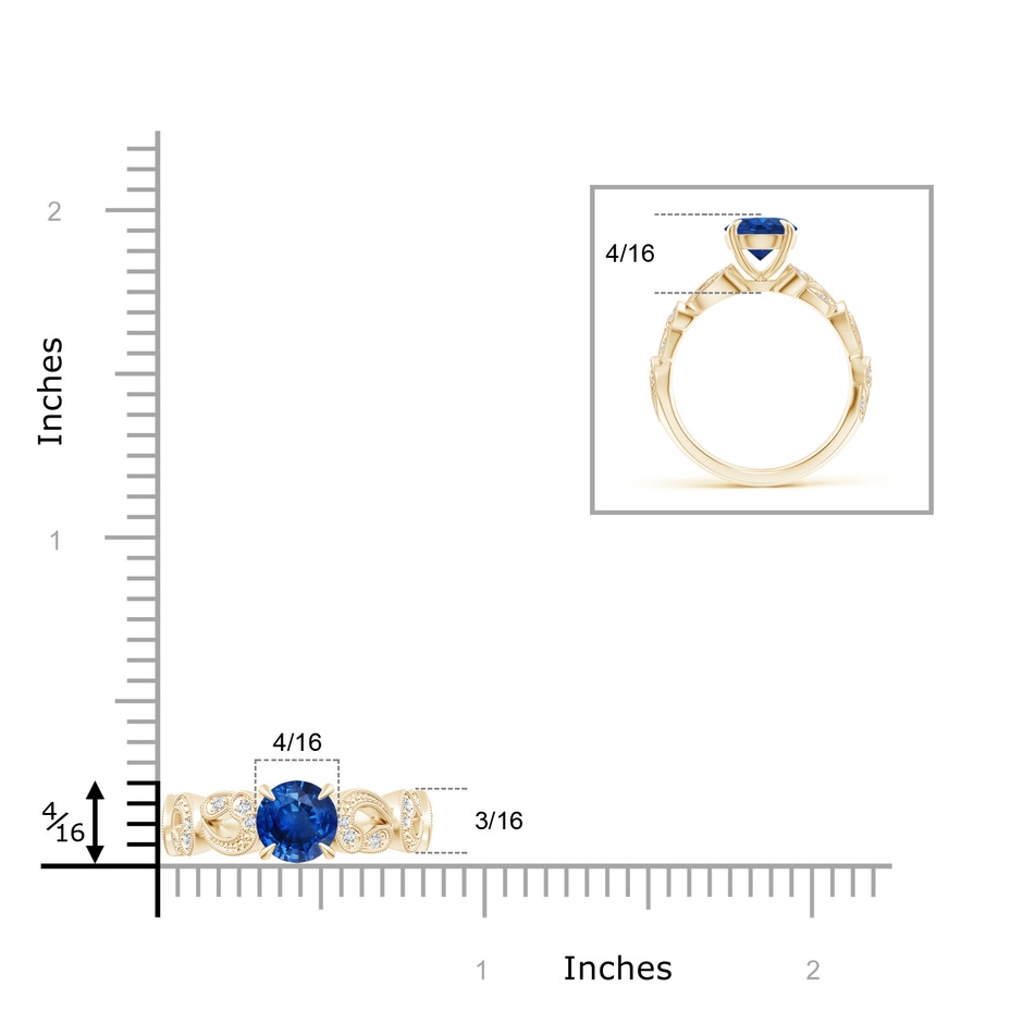 7mm AAA Nature Inspired Blue Sapphire & Diamond Filigree Ring in Yellow Gold product image