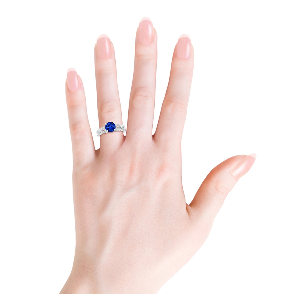 7mm AAAA Nature Inspired Blue Sapphire & Diamond Filigree Ring in P950 Platinum product image