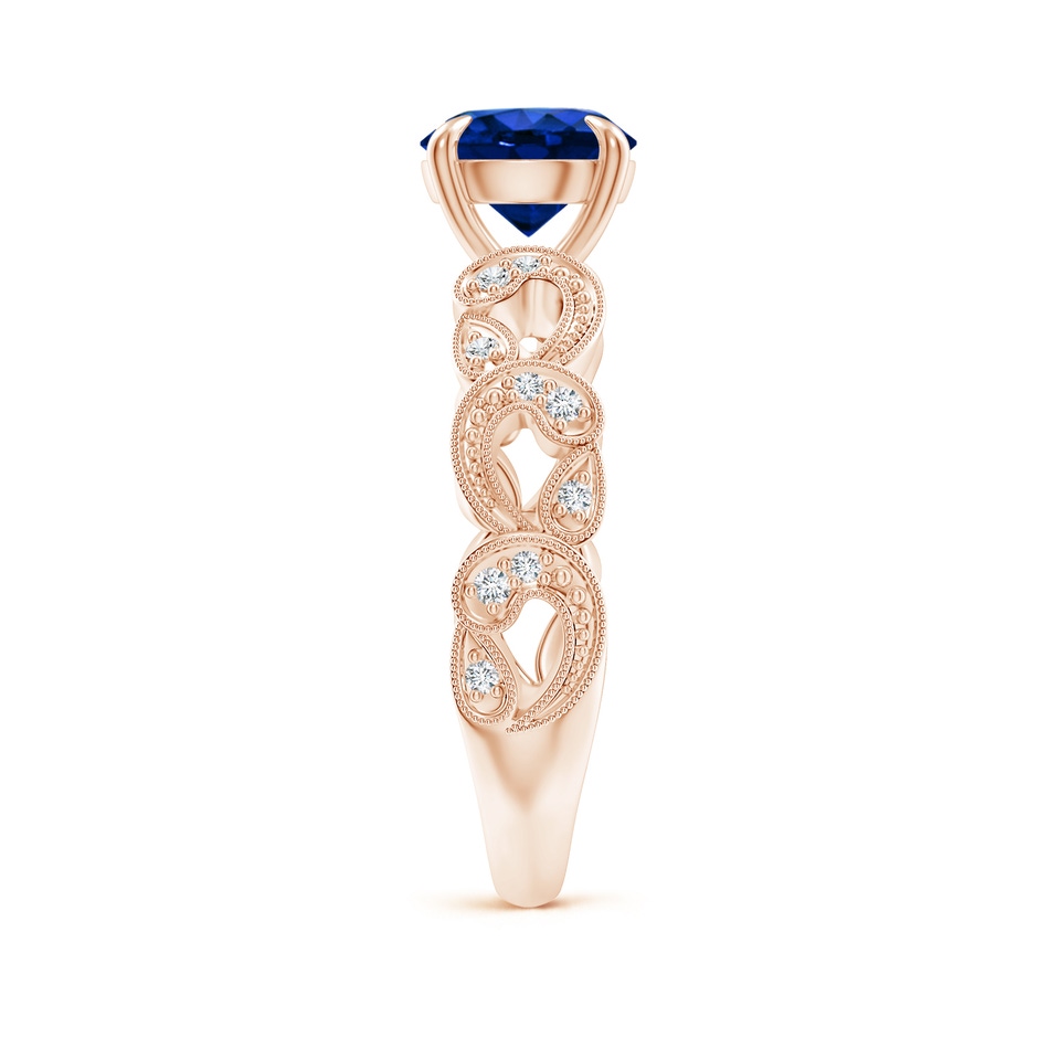 7mm AAAA Nature Inspired Blue Sapphire & Diamond Filigree Ring in Rose Gold product image