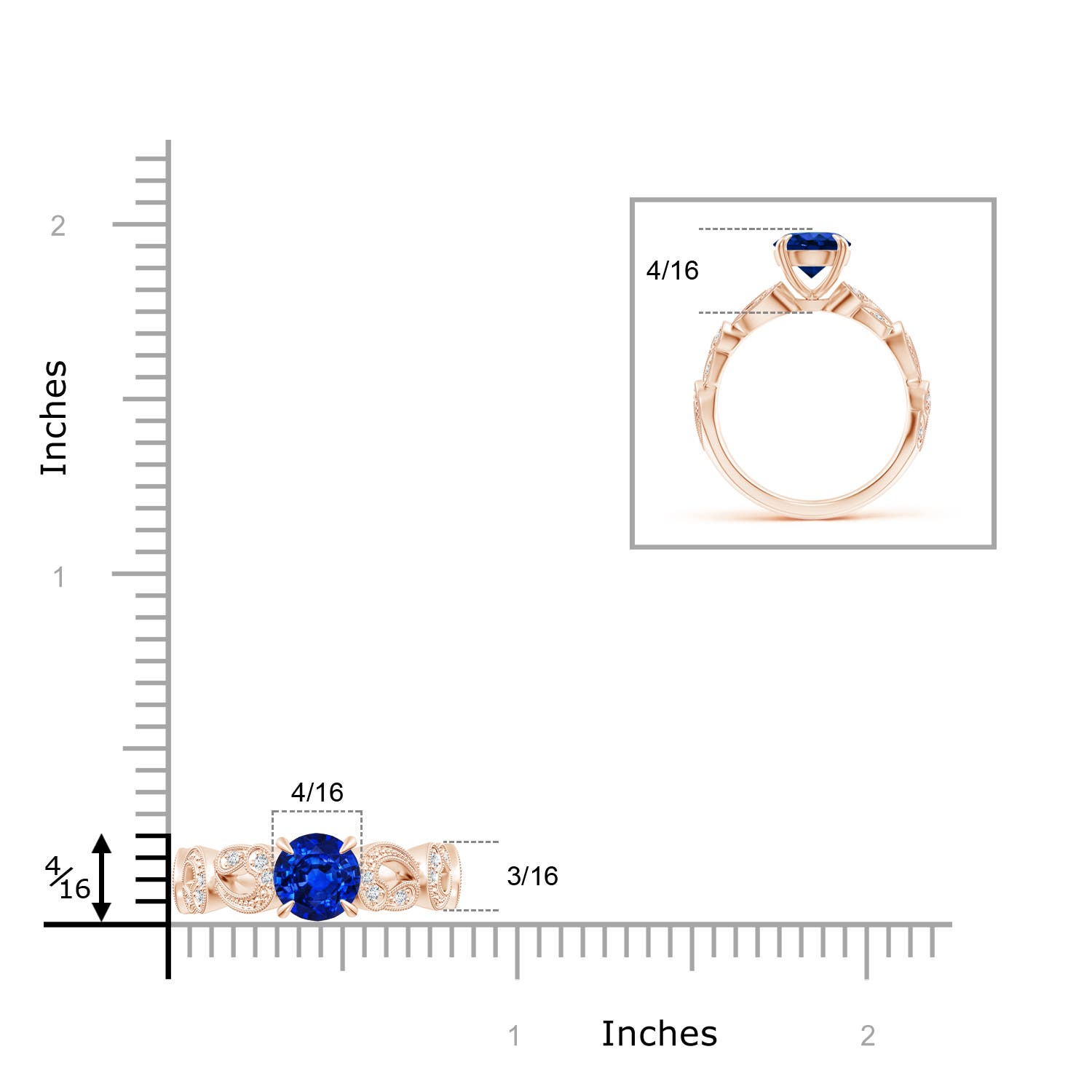 AAAA - Blue Sapphire / 1.71 CT / 14 KT Rose Gold