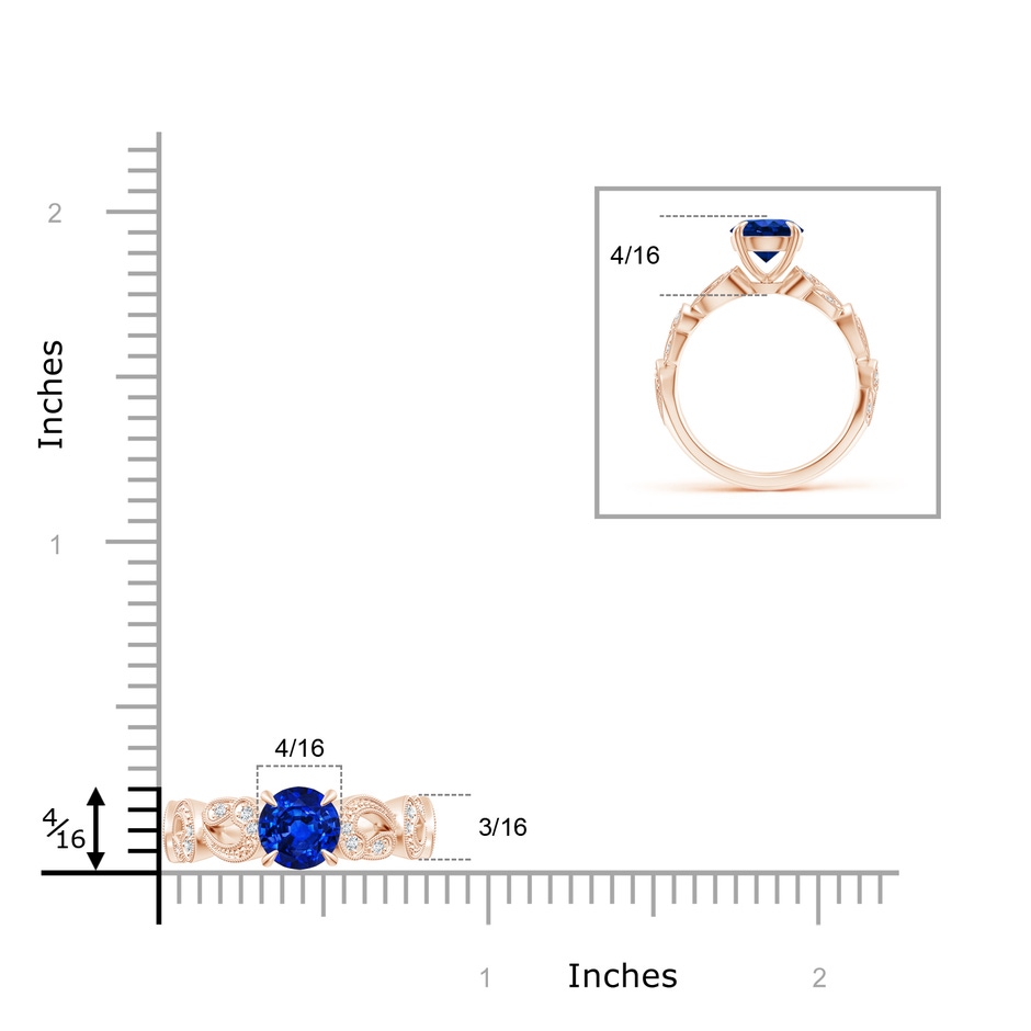 7mm AAAA Nature Inspired Blue Sapphire & Diamond Filigree Ring in Rose Gold product image