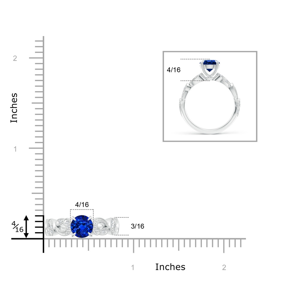 7mm AAAA Nature Inspired Blue Sapphire & Diamond Filigree Ring in White Gold product image