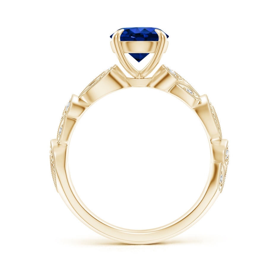 7mm AAAA Nature Inspired Blue Sapphire & Diamond Filigree Ring in Yellow Gold product image
