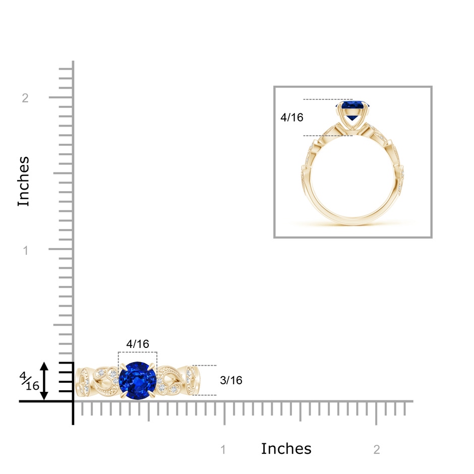 7mm AAAA Nature Inspired Blue Sapphire & Diamond Filigree Ring in Yellow Gold product image