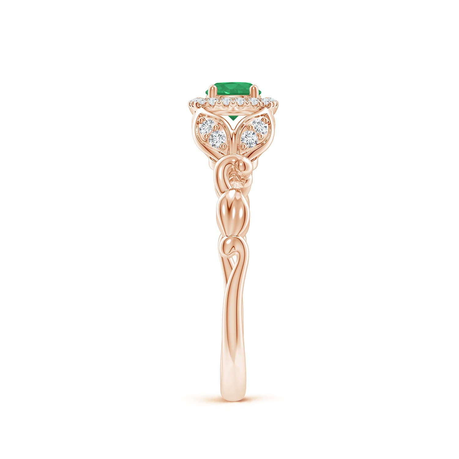 A - Emerald / 0.42 CT / 14 KT Rose Gold