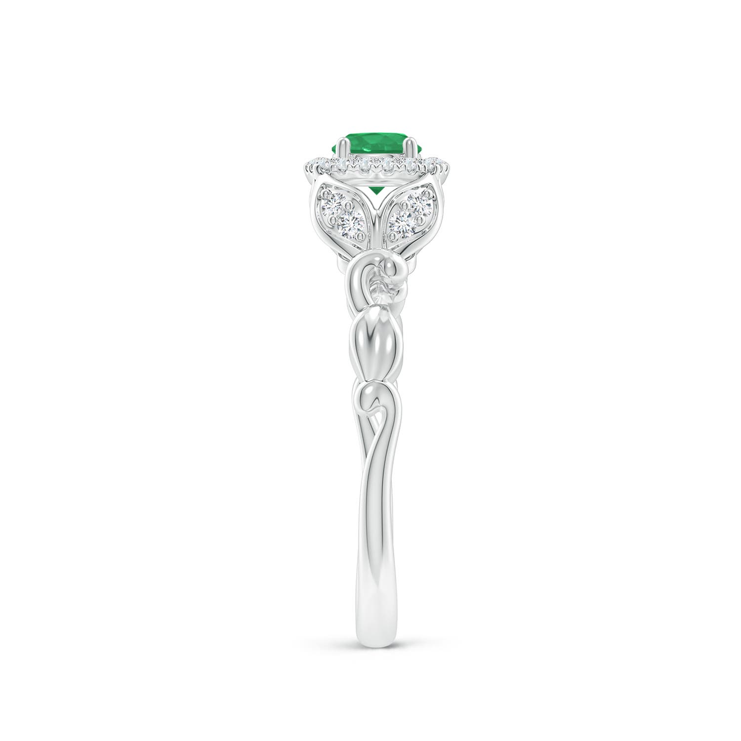 A - Emerald / 0.42 CT / 14 KT White Gold